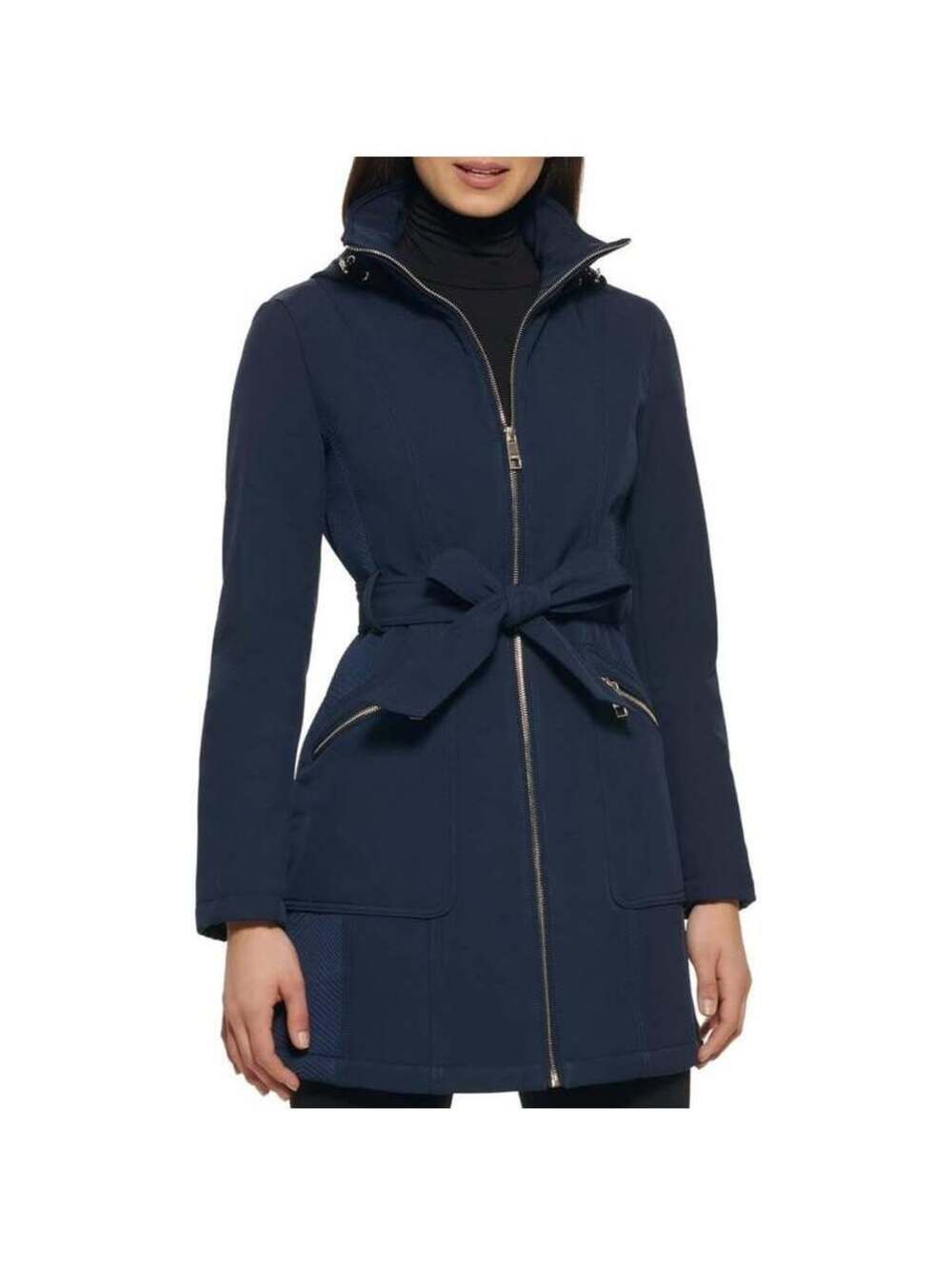 Guess Belted Zip Front Soft Shell Jacket - Color Navy - XL New with Tags